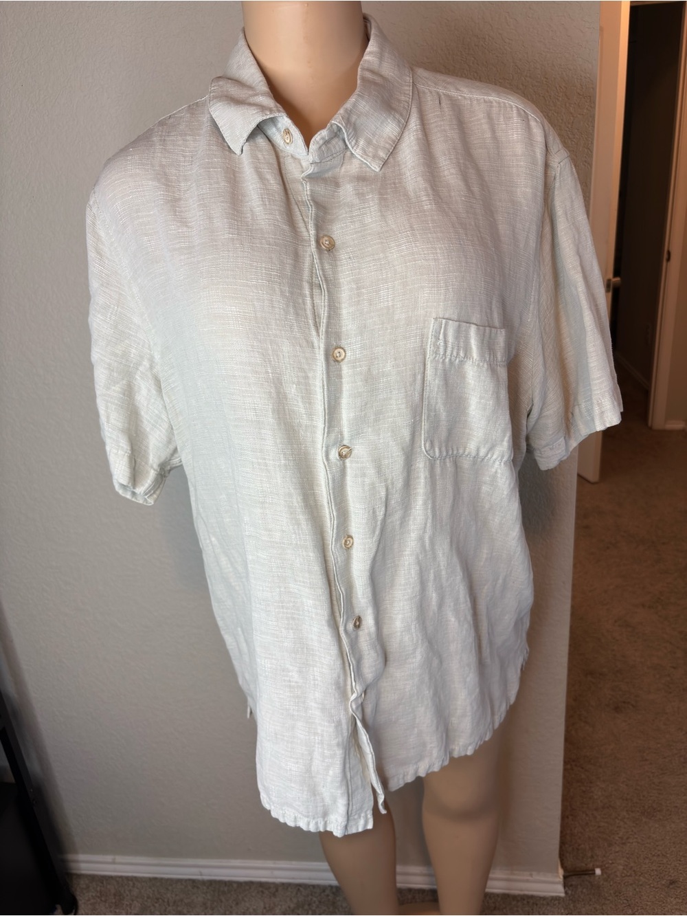 Tasso Elba Men's Short-Sleeve Button-Down Shirt in Light Cream